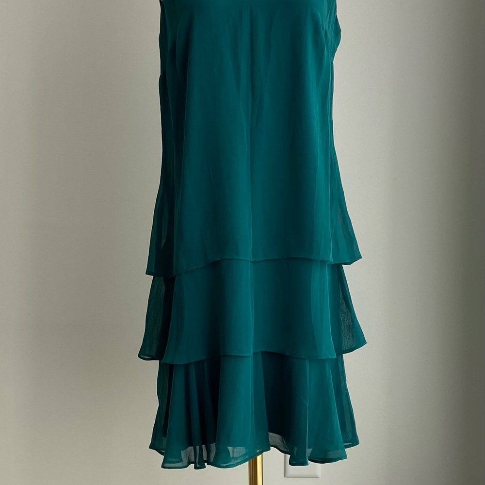 American Living Green Tiered Ruffled Cocktail Dress